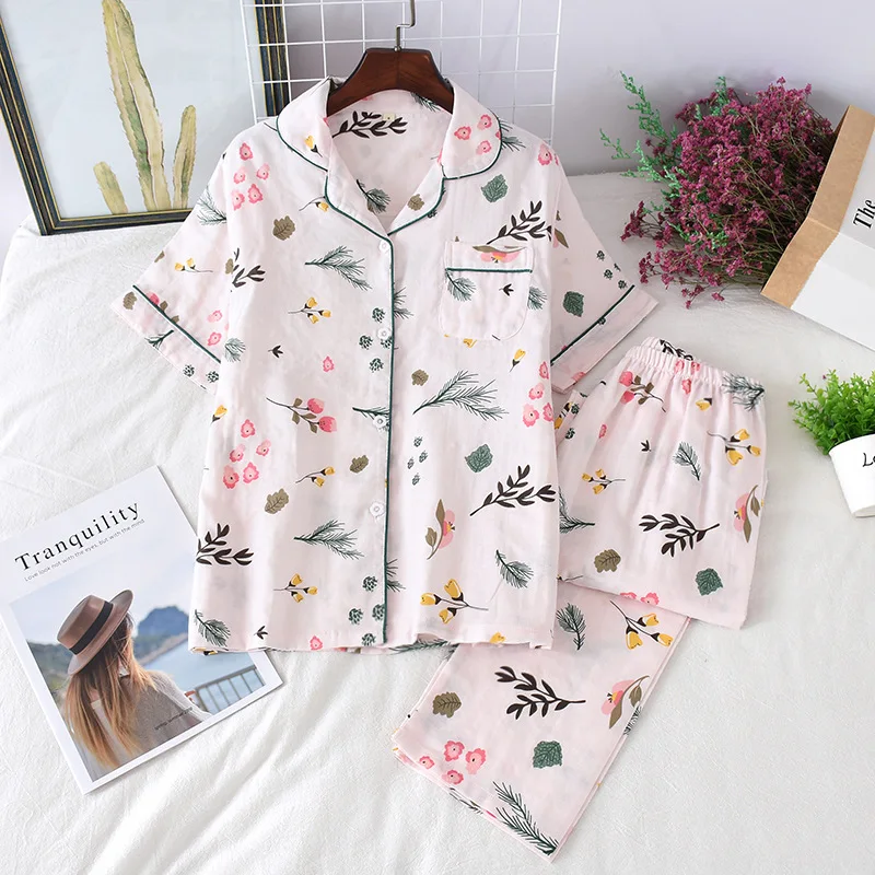 100% Cotton Women's Sleepwear Soft Pajama Sets Button Down Long Sleeve Pj Floral Pajama Set Autumn Female Pyjamas
100% Cotton Women's Sleepwear Soft Pajama Sets Button Down Long Sleeve Pj Floral Pajama Set Autumn Female Pyjamas