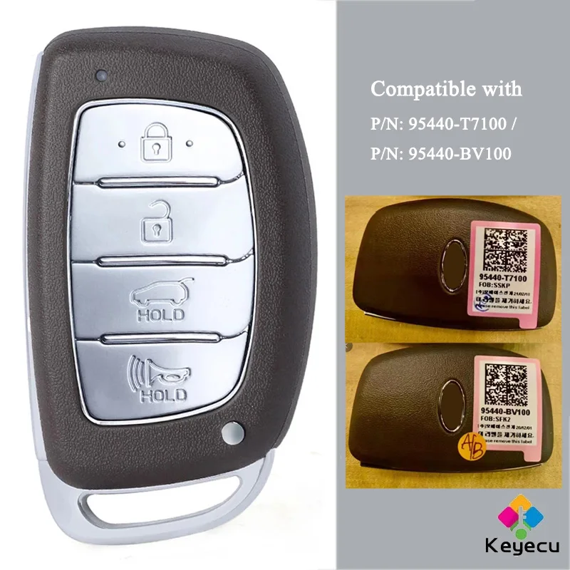 KEYECU OEM Smart Keyless Remote Control Car Key With 4 Buttons 433MHz - FOB for Hyundai P/N: 95440-T7100 / 95440-BV100
KEYECU OEM Smart Keyless Remote Control Car Key With 4 Buttons 433MHz - FOB for Hyundai P/N: 95440-T7100 / 95440-BV100