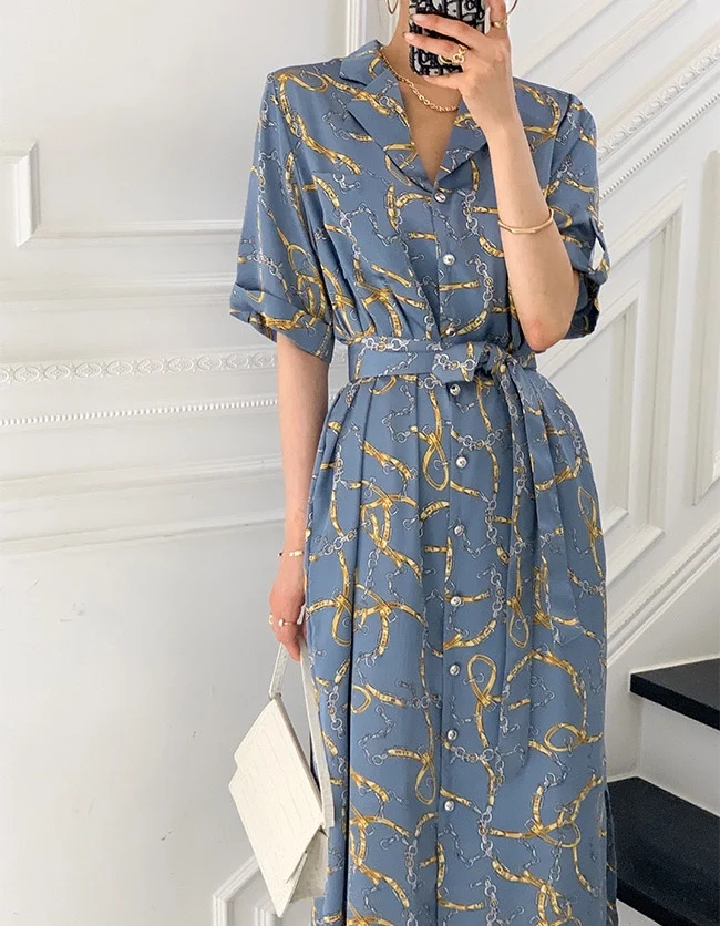 Summer Fashion Office Printing Midi Long Woman Dress Single Breasted with Sashes Notched Shirt Dress YOU496
Summer Fashion Office Printing Midi Long Woman Dress Single Breasted with Sashes Notched Shirt Dress YOU496