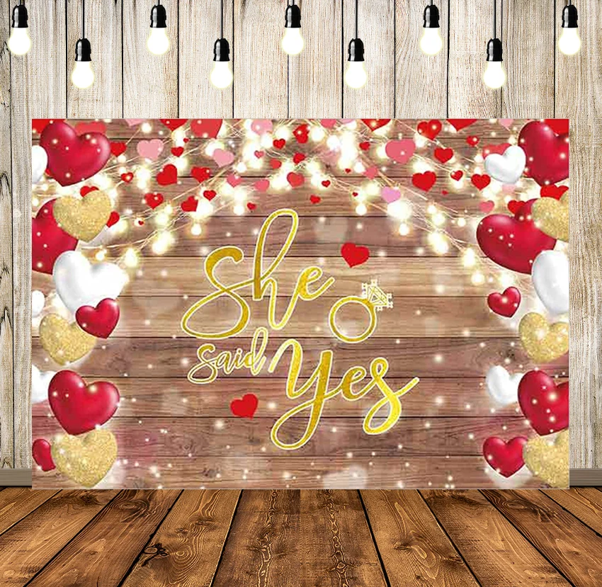She Said Yes Backdrop for Bridal Shower Wedding Bride To Be Engagement Party Supplies Rustic Wood Red Love Heart Decoration
She Said Yes Backdrop for Bridal Shower Wedding Bride To Be Engagement Party Supplies Rustic Wood Red Love Heart Decoration