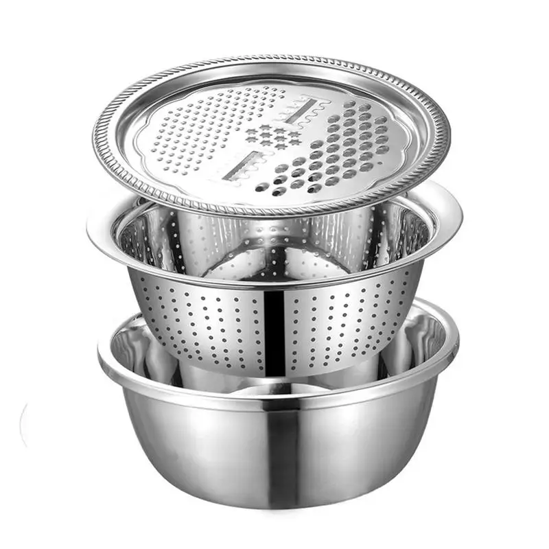 3 Pcs/ Set 304 Steel Bowl Pot Kitchen Cooking Bowls Shredded vegetables tools Wash Drain Basket Soup Basin Strainer
3 Pcs/ Set 304 Steel Bowl Pot Kitchen Cooking Bowls Shredded vegetables tools Wash Drain Basket Soup Basin Strainer