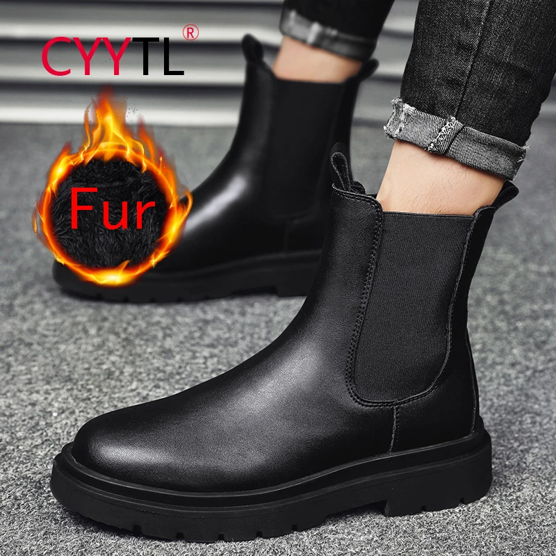 CYYTL Winter High Top Men's Fashion Boots Leather Slip On Business Work Water Resistant Shoes Fur Lined Warm Dress Booties
CYYTL Winter High Top Men's Fashion Boots Leather Slip On Business Work Water Resistant Shoes Fur Lined Warm Dress Booties