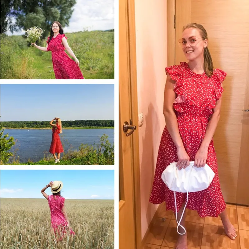 2021 New Summer Dot Print Dress Women Casual Butterfly Sleeve Ruffles Medium Long Chiffon Dress
2021 New Summer Dot Print Dress Women Casual Butterfly Sleeve Ruffles Medium Long Chiffon Dress
