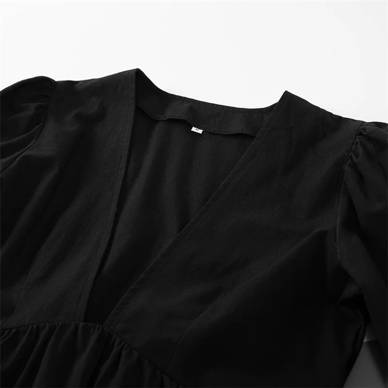 Deey V Neck Sexy Black Dress Women Puff Sleeve A Line Ladies Dress High Waist Casual Elegant Autumn White Dresses
Deey V Neck Sexy Black Dress Women Puff Sleeve A Line Ladies Dress High Waist Casual Elegant Autumn White Dresses