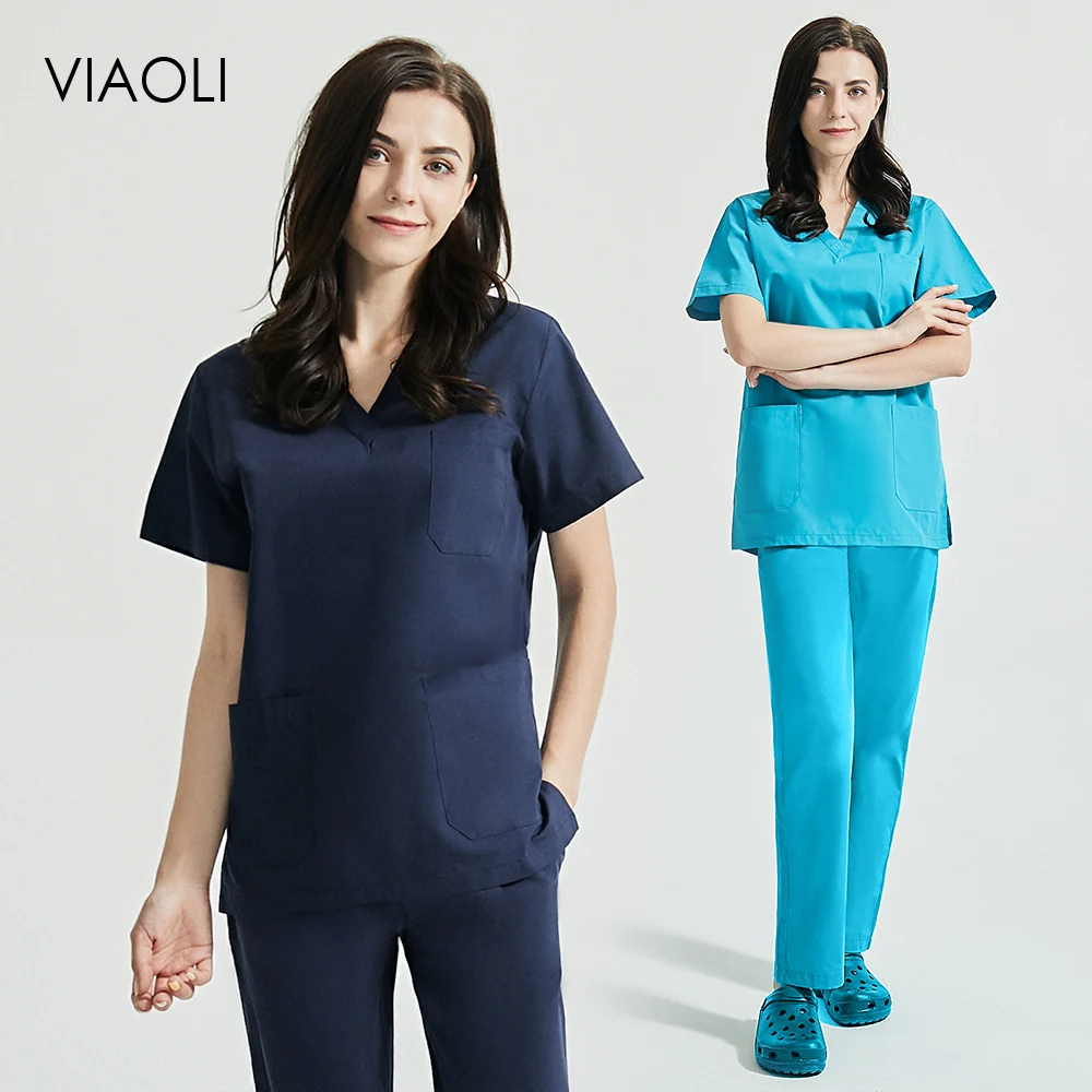 Viaoli Unisex Nursing Scrub Clothes Short Sleeved top pant V-neck Doctor shirt Brush hand clothing men spa uniform nurse uniform 
Viaoli Unisex Nursing Scrub Clothes Short Sleeved top pant V-neck Doctor shirt Brush hand clothing men spa uniform nurse uniform