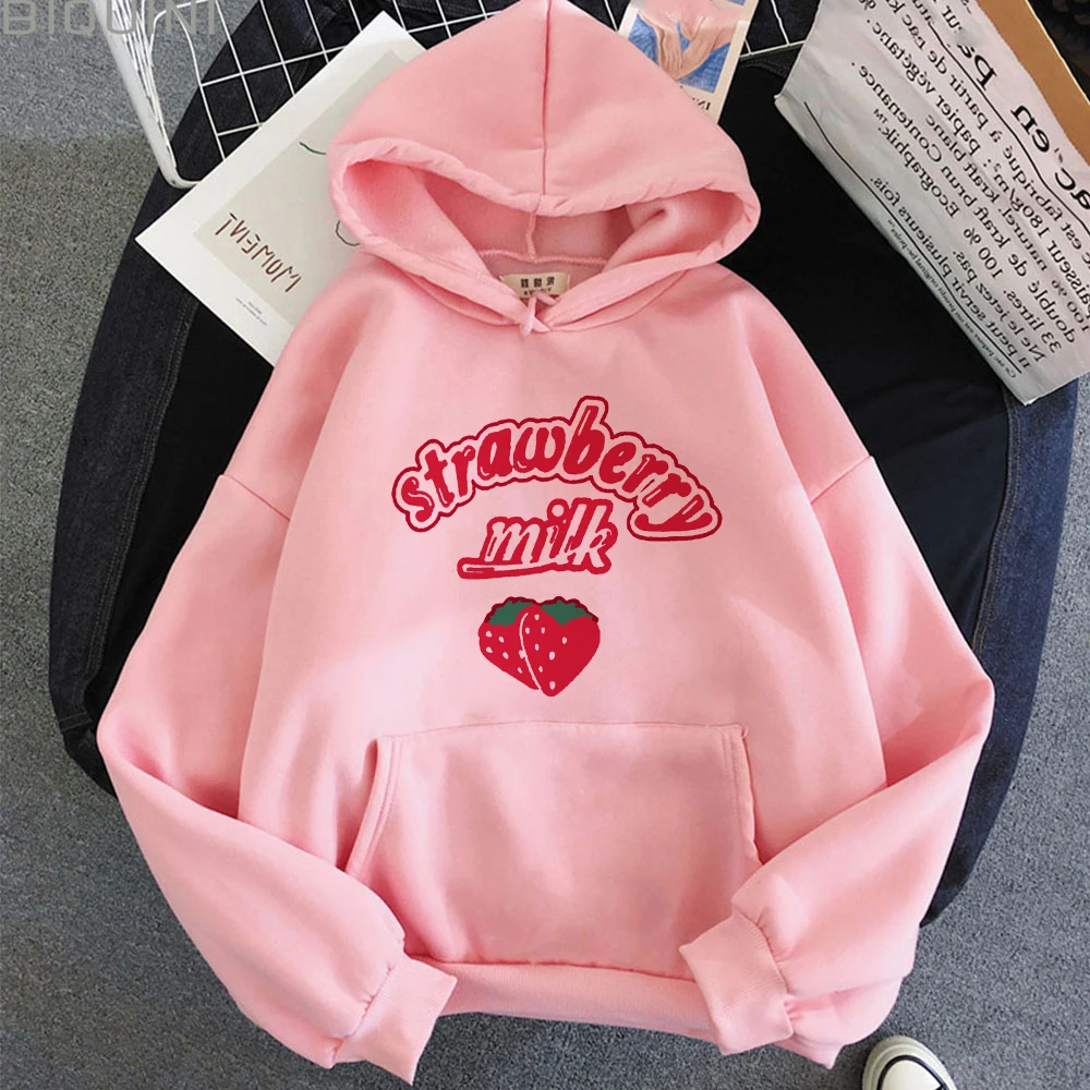 Women Harajuku Strawberry Milk Printing Sweatshirt Hoodie Fashion Clothes Aesthetic Sweet Hoodies Women Loose Pink Cute Hoodies
Women Harajuku Strawberry Milk Printing Sweatshirt Hoodie Fashion Clothes Aesthetic Sweet Hoodies Women Loose Pink Cute Hoodies