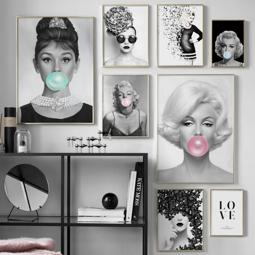 Black and White Movie Stars Bubble Wall Art Canvas Painting Nordic Posters and Prints Wall Pictures for Living Room Decor
Black and White Movie Stars Bubble Wall Art Canvas Painting Nordic Posters and Prints Wall Pictures for Living Room Decor