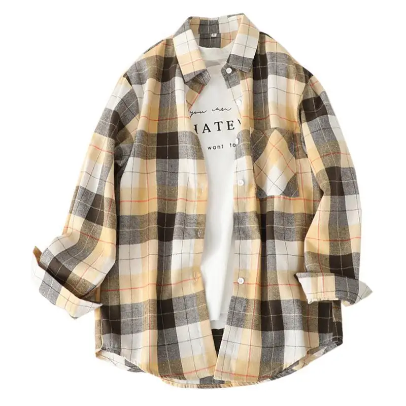 Women‘s Cotton Tops And Blouses Long Sleeve Spring And Autumn Ladies Plaid Loose Boyfriend Style Shirt
Women‘s Cotton Tops And Blouses Long Sleeve Spring And Autumn Ladies Plaid Loose Boyfriend Style Shirt