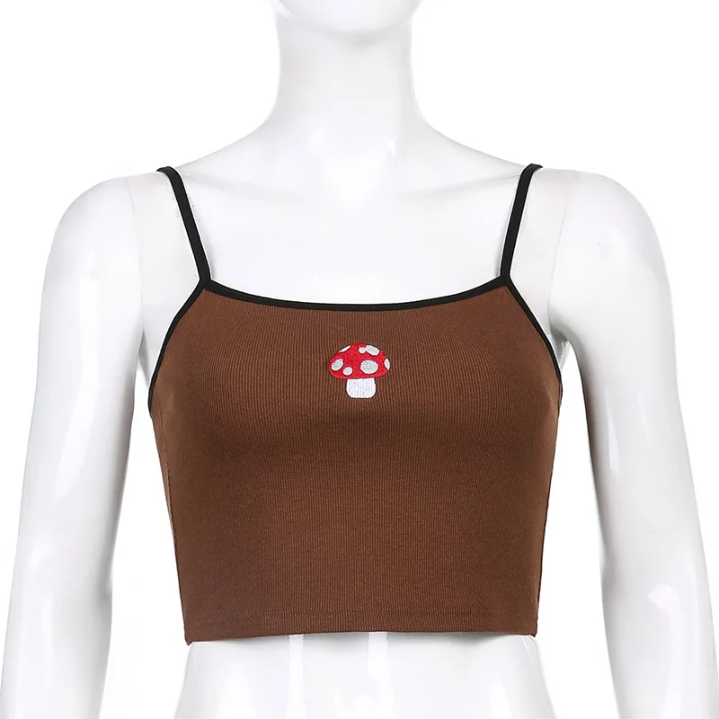 Summer new style female slim backless cute mushroom embroidery sexy camis women
Summer new style female slim backless cute mushroom embroidery sexy camis women
