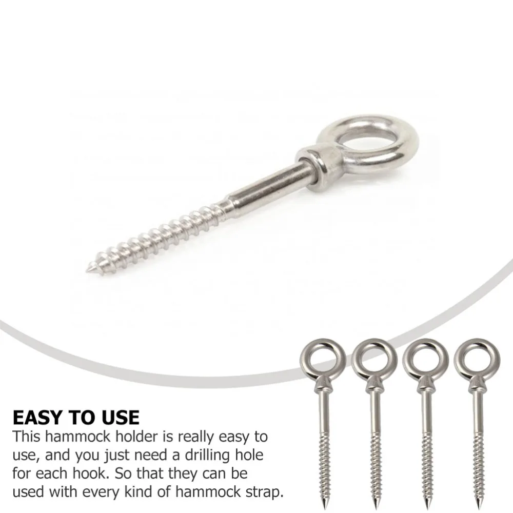 4pcs Stainless Steel Screw Hooks Portable Hanging Swing Hammock Hook for Indoor
4pcs Stainless Steel Screw Hooks Portable Hanging Swing Hammock Hook for Indoor