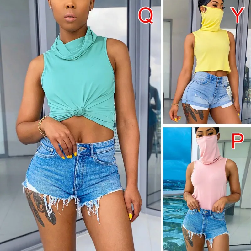 2021 Summer Women's Solid Color O Neck Knitted T-shirt Mask Sleeveless Top Features Dust Mask Casual Lady Tops
2021 Summer Women's Solid Color O Neck Knitted T-shirt Mask Sleeveless Top Features Dust Mask Casual Lady Tops