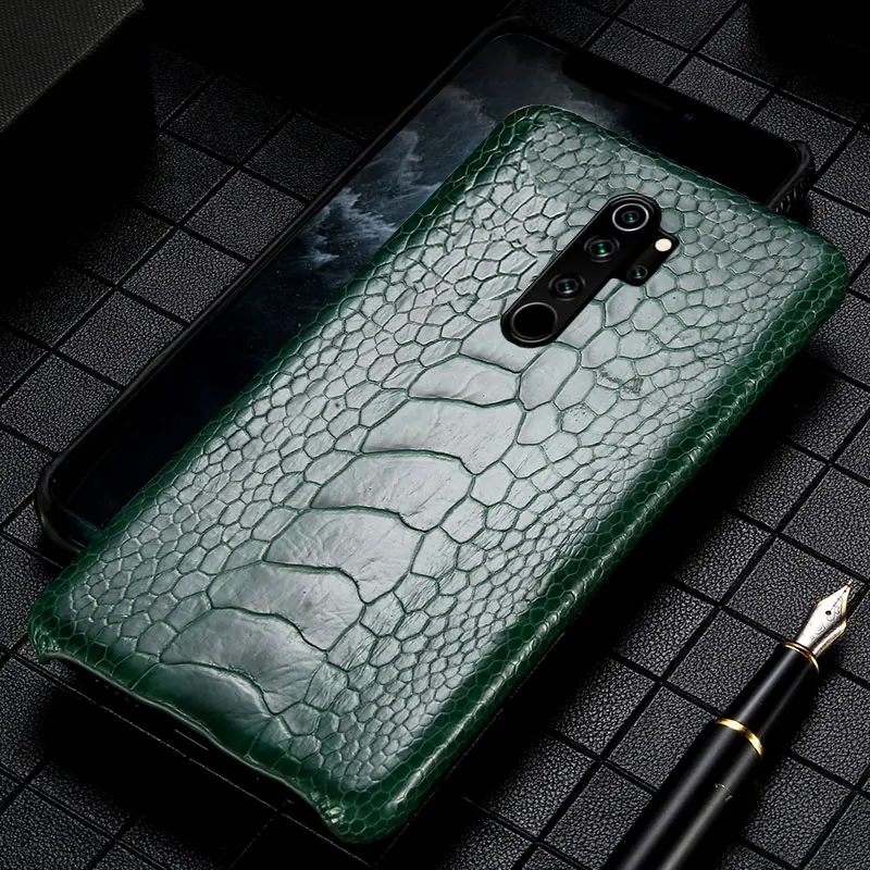 

Genuine Ostrich Foot Leather case for Redmi Note 8 Pro 8T Note 9s 9 pro 7 6 5 Cover For Xiaomi Mi 10 9T Poco F2 Pro 9 Lite 8 A3