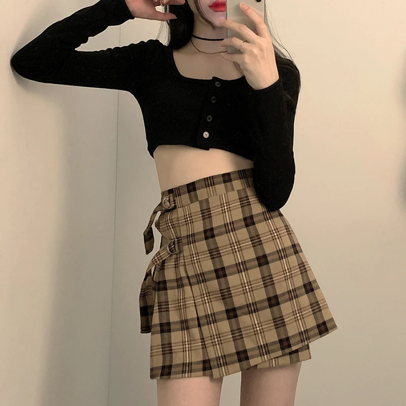 Women Plaid A-line Skirt, Adults Autumn Vintage High Waisted Skirt with Streamers
Women Plaid A-line Skirt, Adults Autumn Vintage High Waisted Skirt with Streamers
