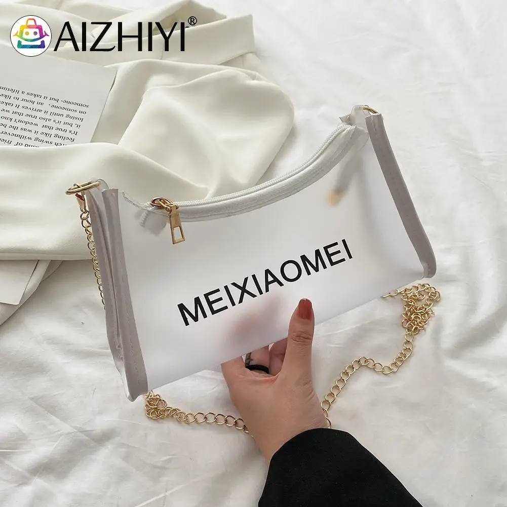 Fashion Women Transparent Letter Printing Shoulder Crossbody Messenger Bag Casual Ladies Chain Hobos Handbags
Fashion Women Transparent Letter Printing Shoulder Crossbody Messenger Bag Casual Ladies Chain Hobos Handbags