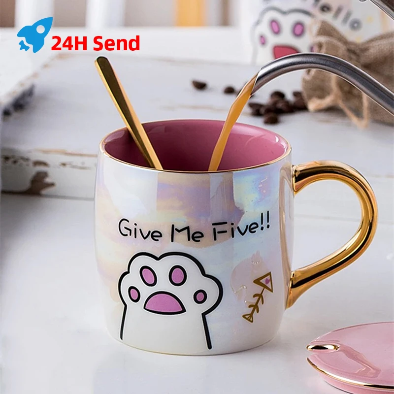 Cartoon Milk Cup Ceramics Cat Paw Cup Ins With Lid And Spoon Heat-Resistant Coffee Mugs Cute Valentine's Day Birthday Gift
Cartoon Milk Cup Ceramics Cat Paw Cup Ins With Lid And Spoon Heat-Resistant Coffee Mugs Cute Valentine's Day Birthday Gift