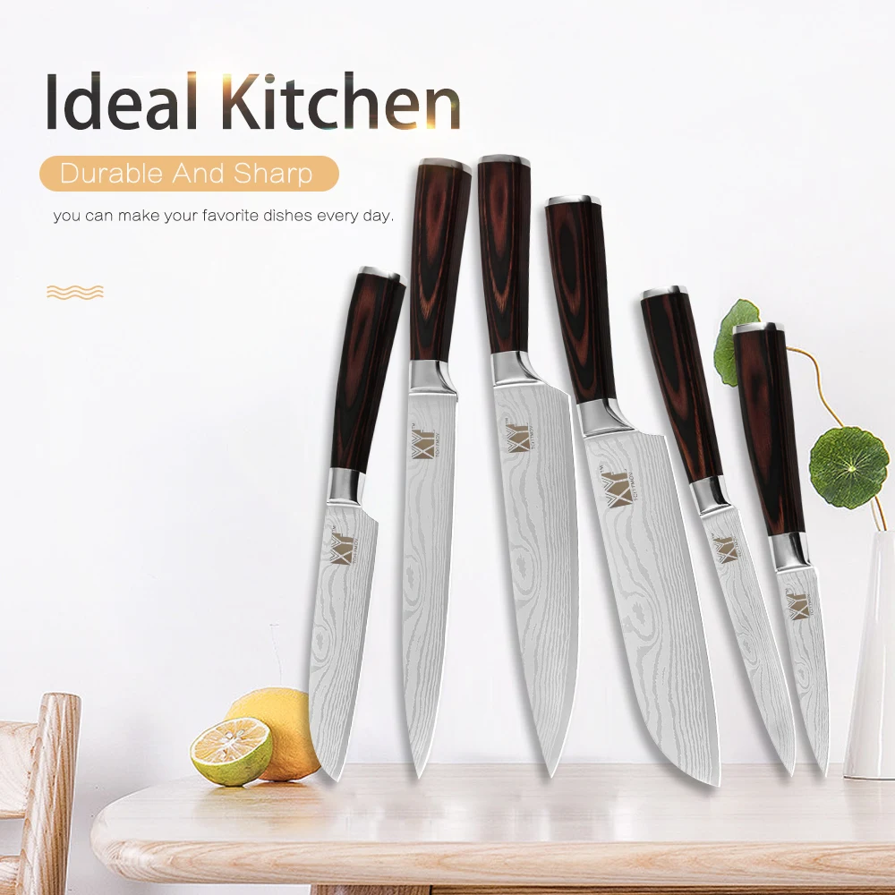 RU US Shipping Kitchen Knife Set Vein Damascus Pattern 6pcs Stainless Steel Knives Set With Covers Protective Case Chef Knives
RU US Shipping Kitchen Knife Set Vein Damascus Pattern 6pcs Stainless Steel Knives Set With Covers Protective Case Chef Knives