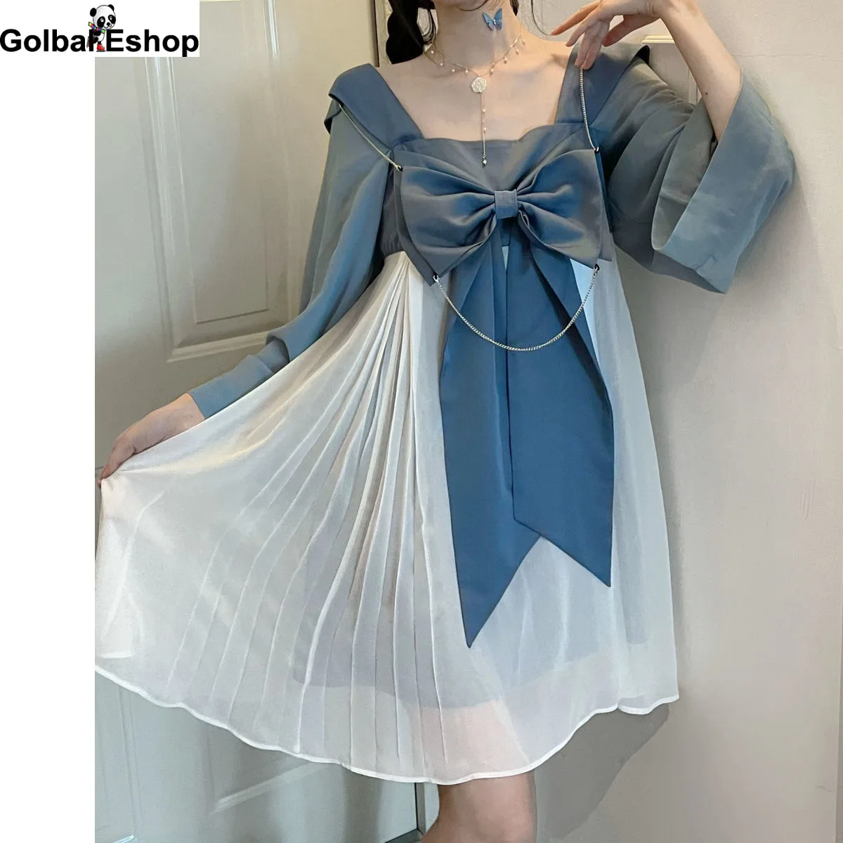 Japanese Korea Student Lolita Dresses Bow Knot Square Neck High Waist Sweet Hanfu Dress Pleated Fairy Girl Women Lady Clothes
Japanese Korea Student Lolita Dresses Bow Knot Square Neck High Waist Sweet Hanfu Dress Pleated Fairy Girl Women Lady Clothes