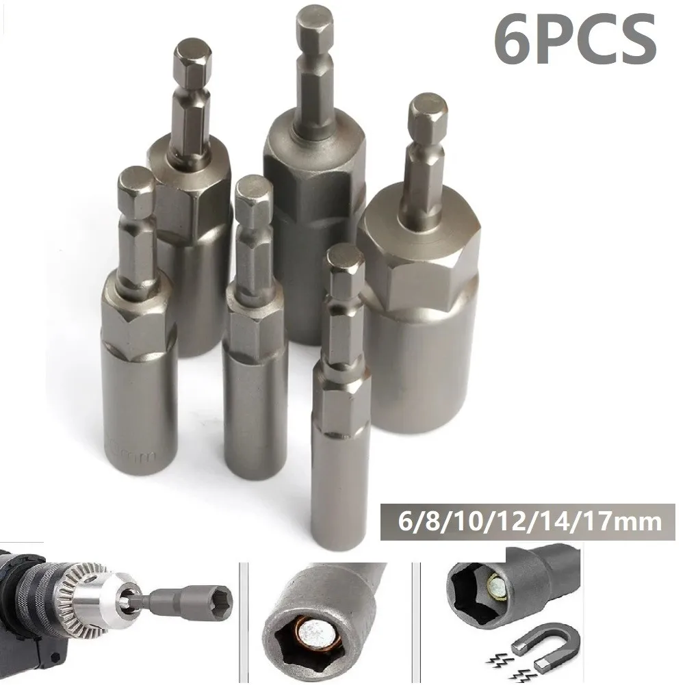 6Pcs 6-17mm 80mm Hex Sockets 1/4" Hex Drive Magnetic Socket Impact Nut Bolt Drill Bits HRC60 Electrical Drill Tools
6Pcs 6-17mm 80mm Hex Sockets 1/4" Hex Drive Magnetic Socket Impact Nut Bolt Drill Bits HRC60 Electrical Drill Tools