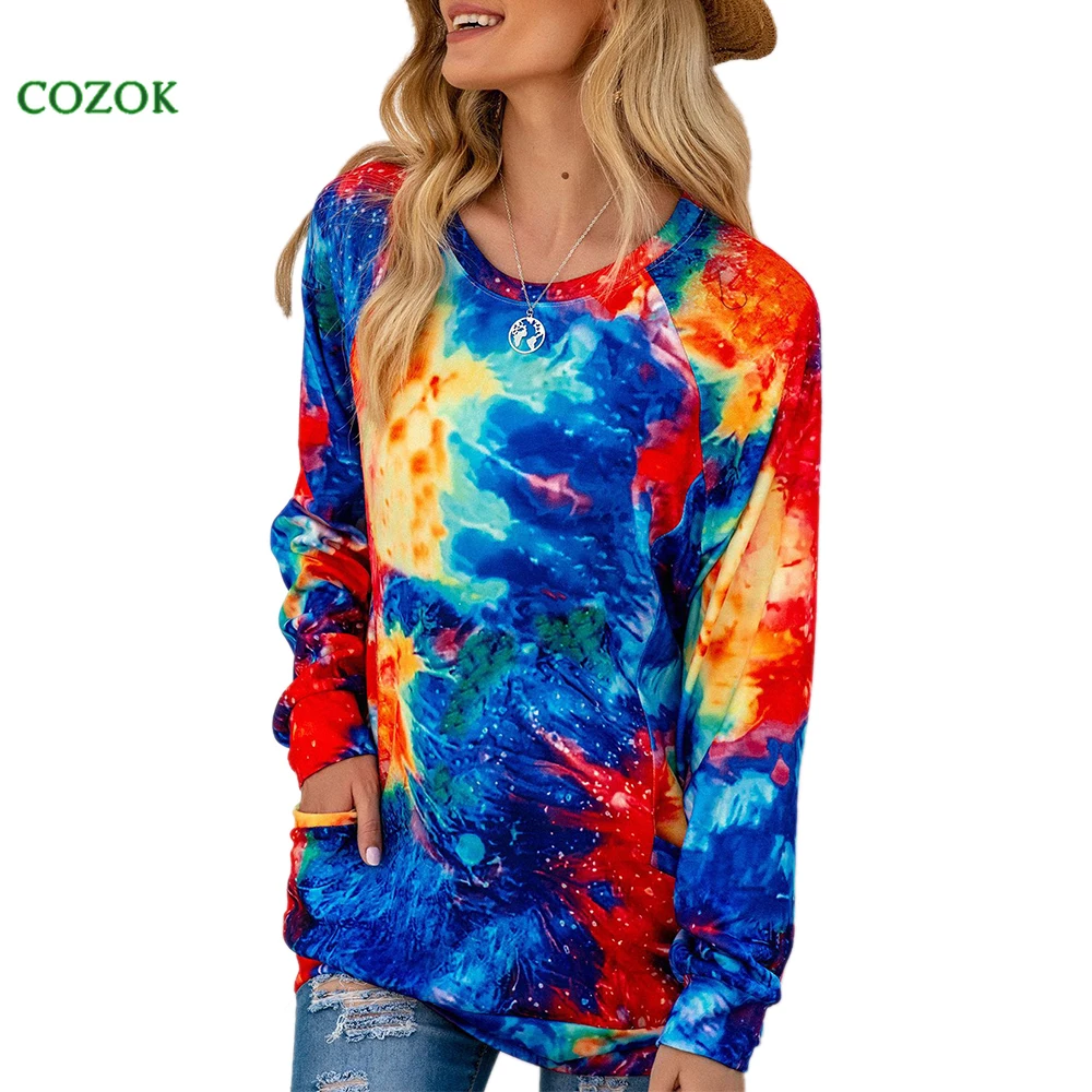 Tie-dye fleece Colorful Sweatshirt for Women Pockets Tie Dyeing Print Casual Pullover Full Sleeve O Collar Lady Tunic Fall Tops
Tie-dye fleece Colorful Sweatshirt for Women Pockets Tie Dyeing Print Casual Pullover Full Sleeve O Collar Lady Tunic Fall Tops