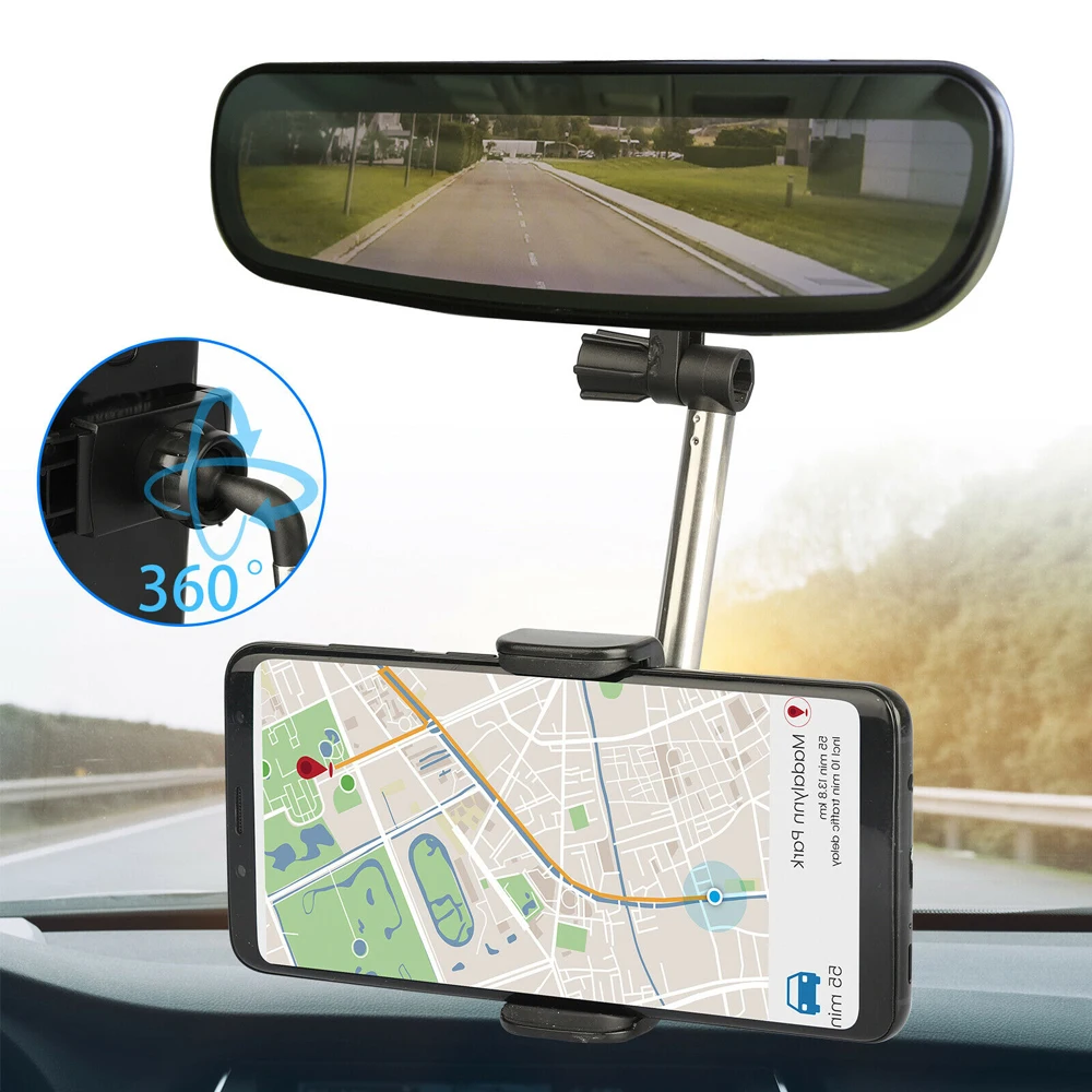 360 Rotatable Black Car Rearview Mirror Seat Mount Cell Phone GPS Holder Stand Supporter Clip Foldable Universal Interior Parts
360 Rotatable Black Car Rearview Mirror Seat Mount Cell Phone GPS Holder Stand Supporter Clip Foldable Universal Interior Parts