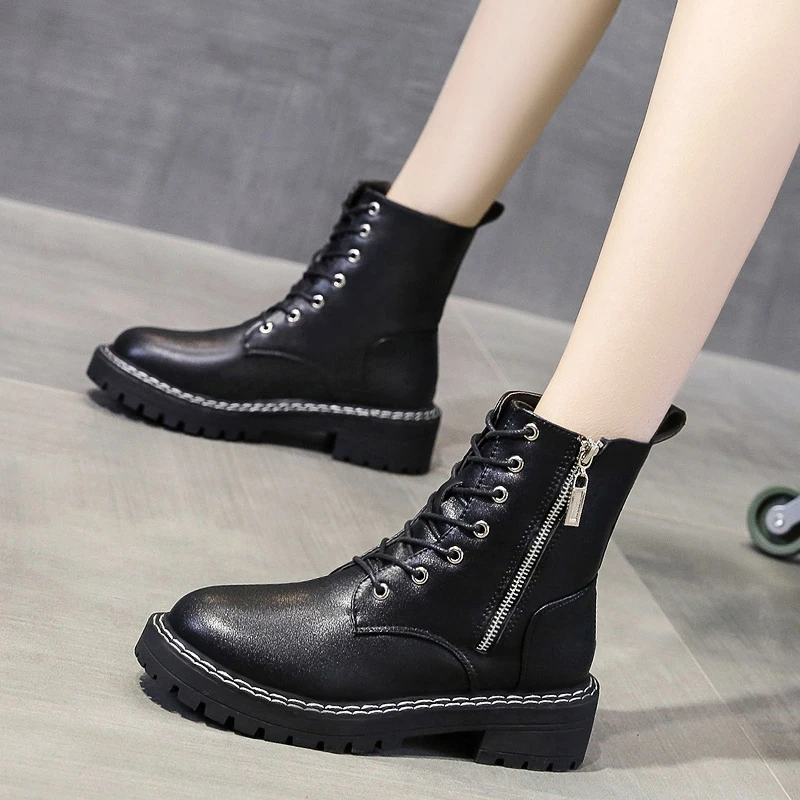 Black Leather Ankle Boots Women 2021 Autumn Winter Round Toe Lace Up Shoes Lady Fashion Zipper Punk Motorcycle Martin Boot Botas
Black Leather Ankle Boots Women 2021 Autumn Winter Round Toe Lace Up Shoes Lady Fashion Zipper Punk Motorcycle Martin Boot Botas