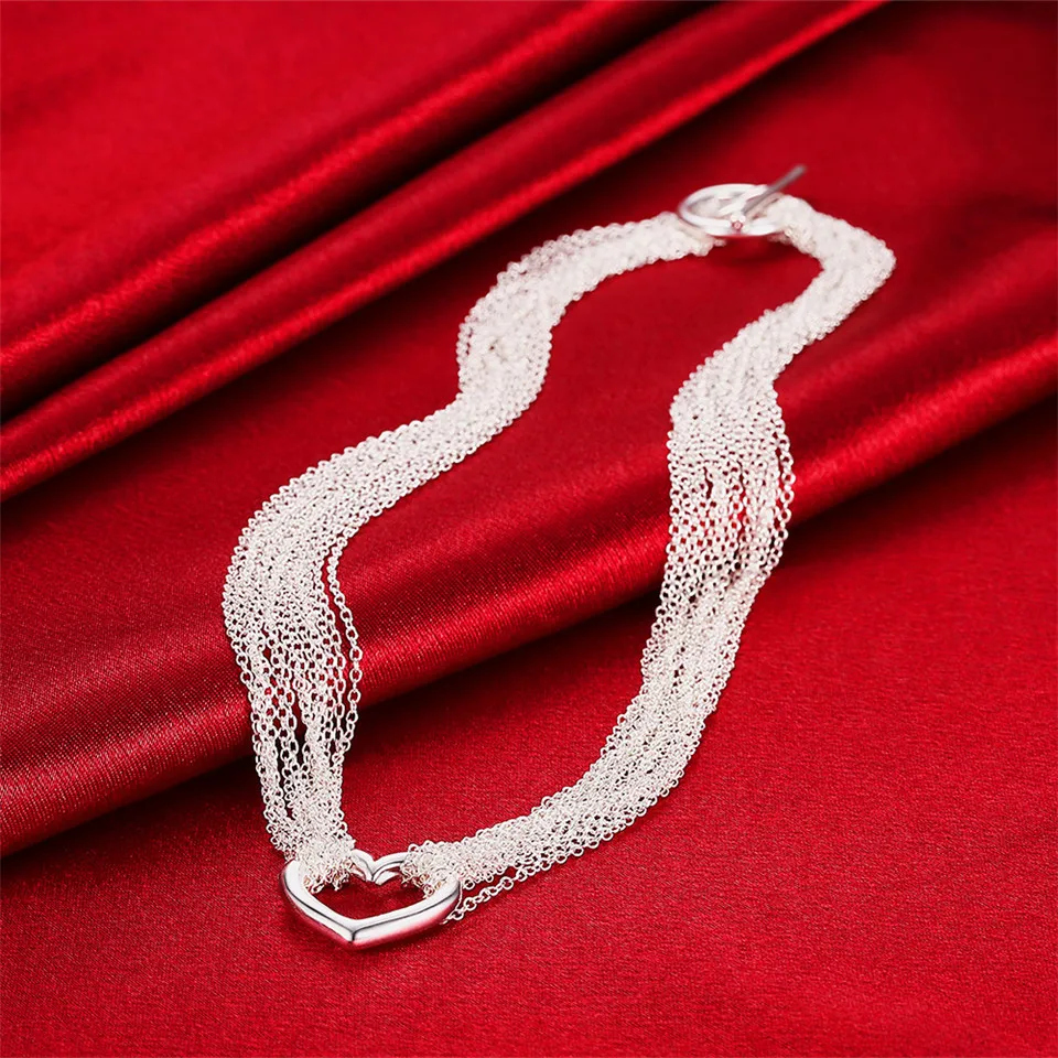 Модное ожерелье из стерлингового серебра 925 пробы с кисточками в форме сердца