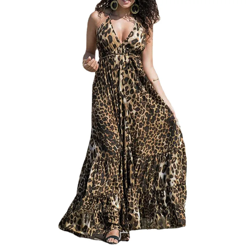 Summer 2021 Printing Sexy Backless Sleeveless V-neck Leopard Women's Sling Dress Fashion Casual High Waist Oversize African
Summer 2021 Printing Sexy Backless Sleeveless V-neck Leopard Women's Sling Dress Fashion Casual High Waist Oversize African