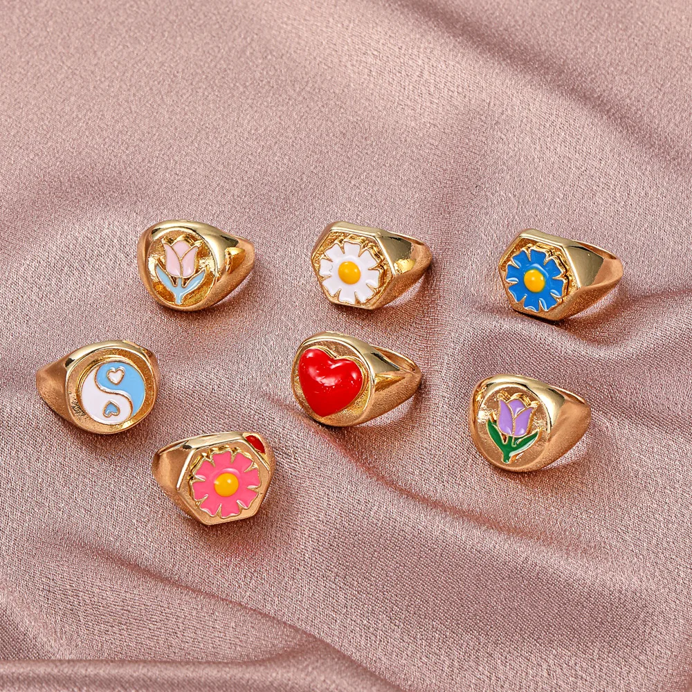 Creative Geometric Sweet Flower Multicolor Love Ring Female New Retro Fashion Index Finger Ring Accessories Gift Wholesale
Creative Geometric Sweet Flower Multicolor Love Ring Female New Retro Fashion Index Finger Ring Accessories Gift Wholesale