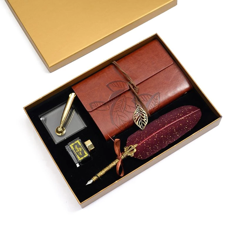 Retro Calligraphy Feather Dip Pen Writing Ink Notebook Set Fountain Pens Stationery Gift Box
Retro Calligraphy Feather Dip Pen Writing Ink Notebook Set Fountain Pens Stationery Gift Box