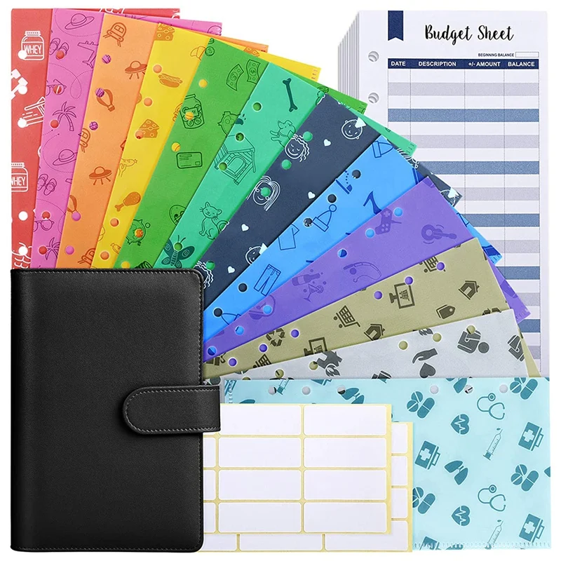 12 Budget Envelopes with A6 Budget Binder,12 Durable Waterproof Plastic Cash Envelopes System for Budget Planner
12 Budget Envelopes with A6 Budget Binder,12 Durable Waterproof Plastic Cash Envelopes System for Budget Planner