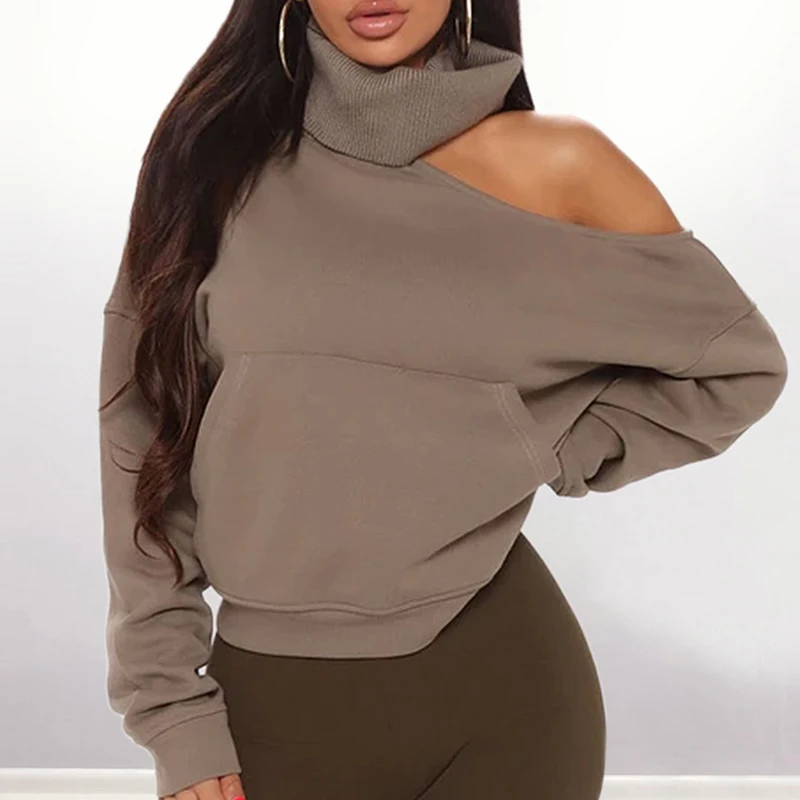 Women Sexy Hollow Out Sweatshirt 2020 Autumn Winter Elegant High Neck Off Shoulder Tops Pullovers Ladies Casual Solid Sweatshirt
Women Sexy Hollow Out Sweatshirt 2020 Autumn Winter Elegant High Neck Off Shoulder Tops Pullovers Ladies Casual Solid Sweatshirt