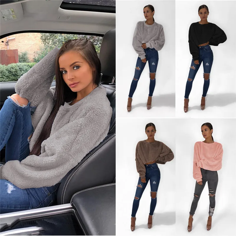 Winter Plush Loose Women Sweater Casual Loog Sleeve Crop Tops Soild O-Neck Pullover Jumpers Fashion Oversized Sweater Streetwear
Winter Plush Loose Women Sweater Casual Loog Sleeve Crop Tops Soild O-Neck Pullover Jumpers Fashion Oversized Sweater Streetwear