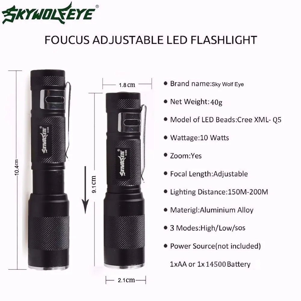 4000LM Zoomable-cree Xm-l Q5 Led Flashlight 3 Mode Torch Super Bright Light Lamp Featured With Variable Focus Waterproof
4000LM Zoomable-cree Xm-l Q5 Led Flashlight 3 Mode Torch Super Bright Light Lamp Featured With Variable Focus Waterproof