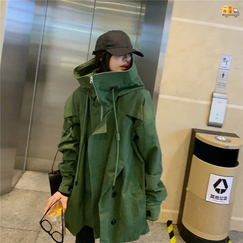 Spring Fall Tooling Army Green Hooded Windbreaker Women Stand-up Collar Couple Jacket Casual All-match Hiking Sport Trench Coat
Spring Fall Tooling Army Green Hooded Windbreaker Women Stand-up Collar Couple Jacket Casual All-match Hiking Sport Trench Coat