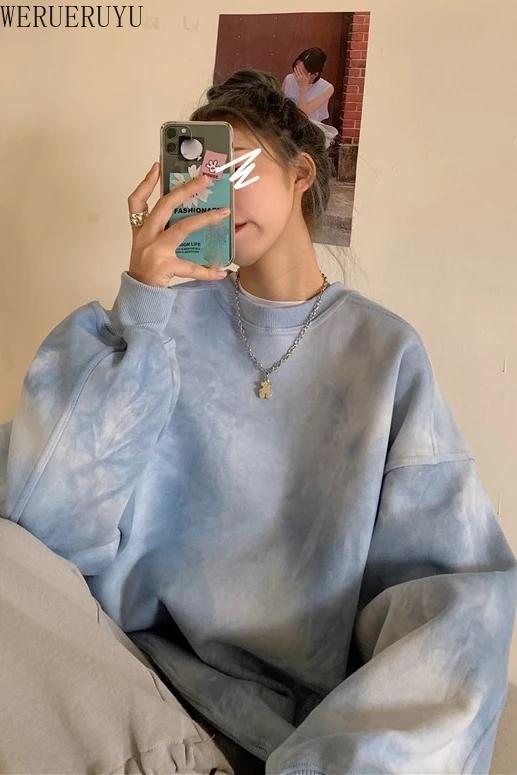 WERUERUYU Tie Dye Women Autumn Winter Fashion Plus velvet thickening Lady Streetwear Pullover Hoodies Loose Sweatershirt
WERUERUYU Tie Dye Women Autumn Winter Fashion Plus velvet thickening Lady Streetwear Pullover Hoodies Loose Sweatershirt