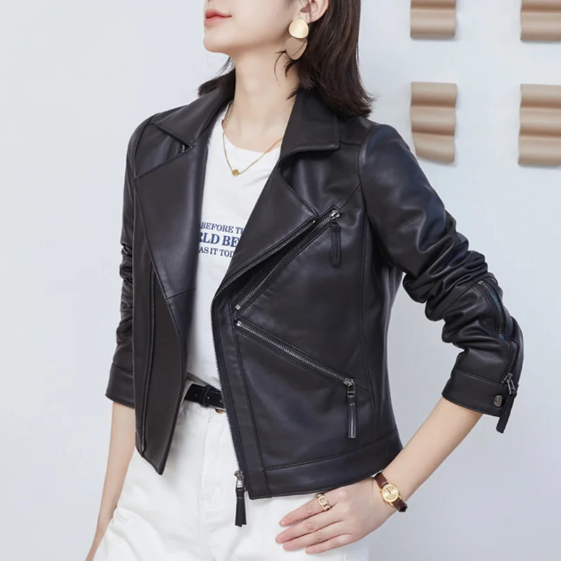 NEW Women Streetwear Autumn Motorcycle Biker Zipper Faux Leather Jacket Punk Style Outwear Black Lapel Soft Pu Leather Coat
NEW Women Streetwear Autumn Motorcycle Biker Zipper Faux Leather Jacket Punk Style Outwear Black Lapel Soft Pu Leather Coat