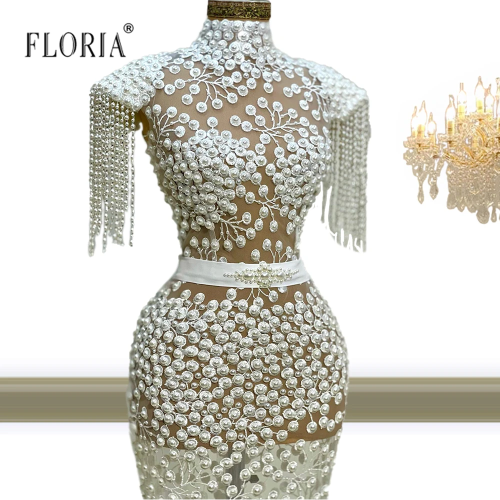 Full Pearls Beaded Evening Dresses Mermaid Celebrity Dress with Caped Sleeves Women Illusion Prom Party Gowns Vestidos De Fiesta 
Full Pearls Beaded Evening Dresses Mermaid Celebrity Dress with Caped Sleeves Women Illusion Prom Party Gowns Vestidos De Fiesta