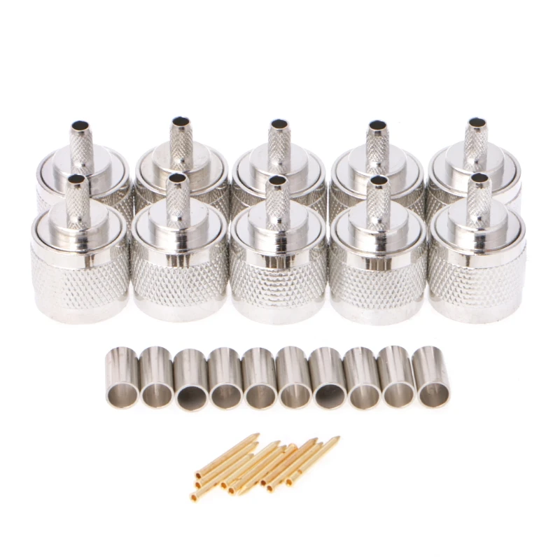 10Pcs N Male Plug Crimp RG58 RG142 LMR195 RG400 Coaxial Cable Straight Connector C90D
10Pcs N Male Plug Crimp RG58 RG142 LMR195 RG400 Coaxial Cable Straight Connector C90D