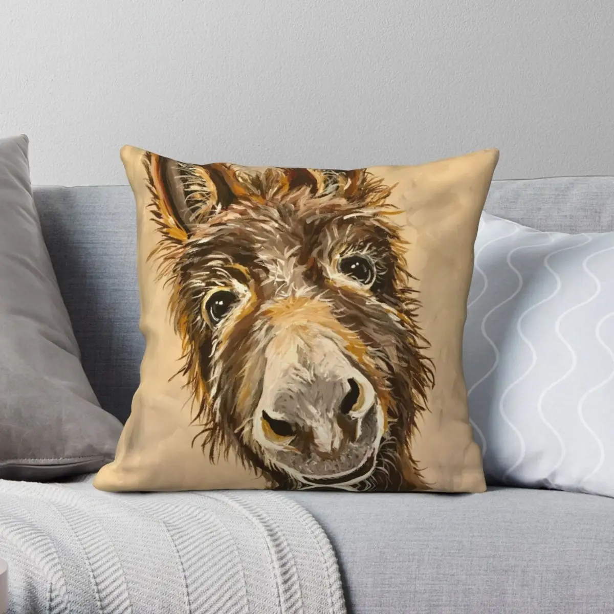 

Donkey Art Raymond Square Pillowcase Polyester Linen Velvet Creative Zip Decor Pillow Case Home Cushion Cover