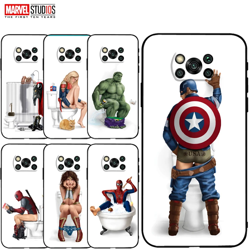 

Marvel Avengers Captain America Iron Man Spiderman Scarlet Witch Thor Hulk Phone Case For Xiaomi Poco X3 Pro NFC X3 GT Protect
