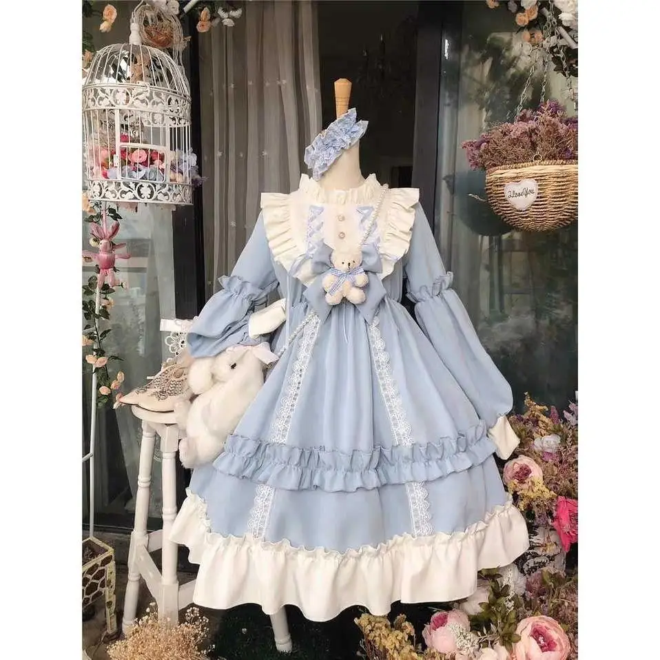 New Arrival Gothic Lolita Dress Soft Sisiter Bow Bear Lace Red Blue Pink Dress Women Princess Dress Palace Costume for Girls
New Arrival Gothic Lolita Dress Soft Sisiter Bow Bear Lace Red Blue Pink Dress Women Princess Dress Palace Costume for Girls