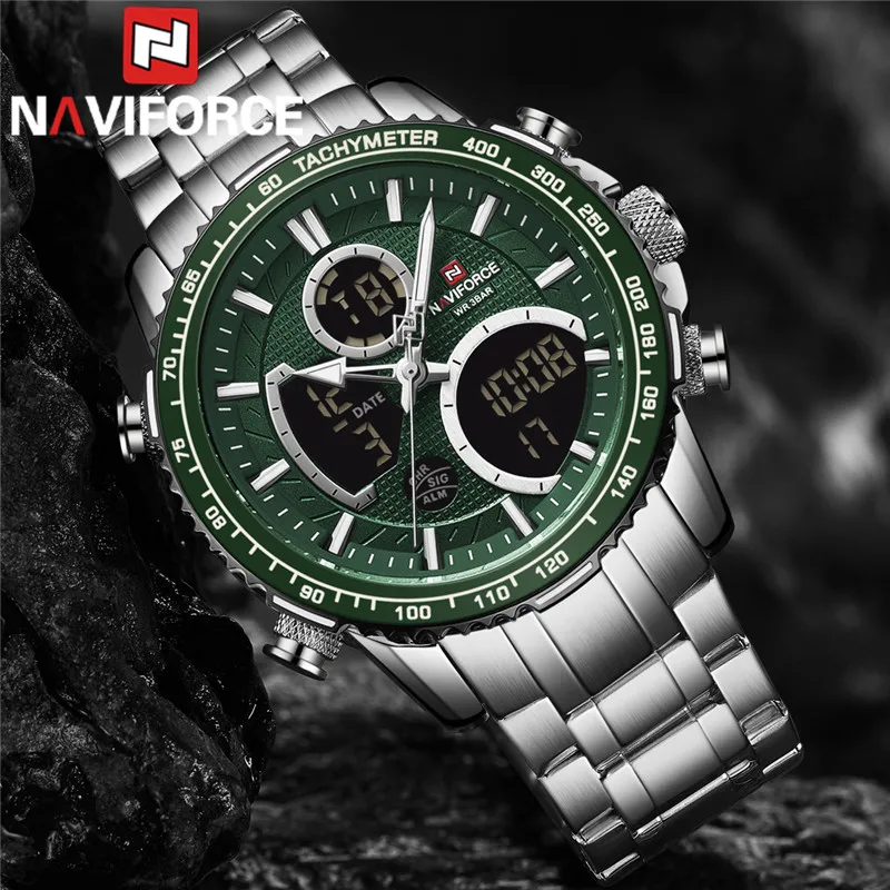 Часы наручные NAVIFORCE Мужские кварцевые, деловые спортивные роскошные с светодиодный ным светодиодным дисплеем, в стиле милитари, зеленые
Часы наручные NAVIFORCE Мужские кварцевые, деловые спортивные роскошные с светодиодный ным светодиодным дисплеем, в стиле милитари, зеленые