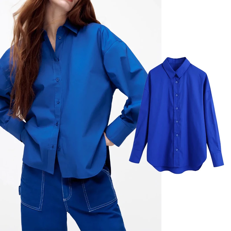 Женская блузка Za, модная синяя однобортная винтажная рубашка, топ 2021, шикарный Повседневный Топ из поплина с отворотами и длинными рукавами ...
Женская блузка Za, модная синяя однобортная винтажная рубашка, топ 2021, шикарный Повседневный Топ из поплина с отворотами и длинными рукавами ...