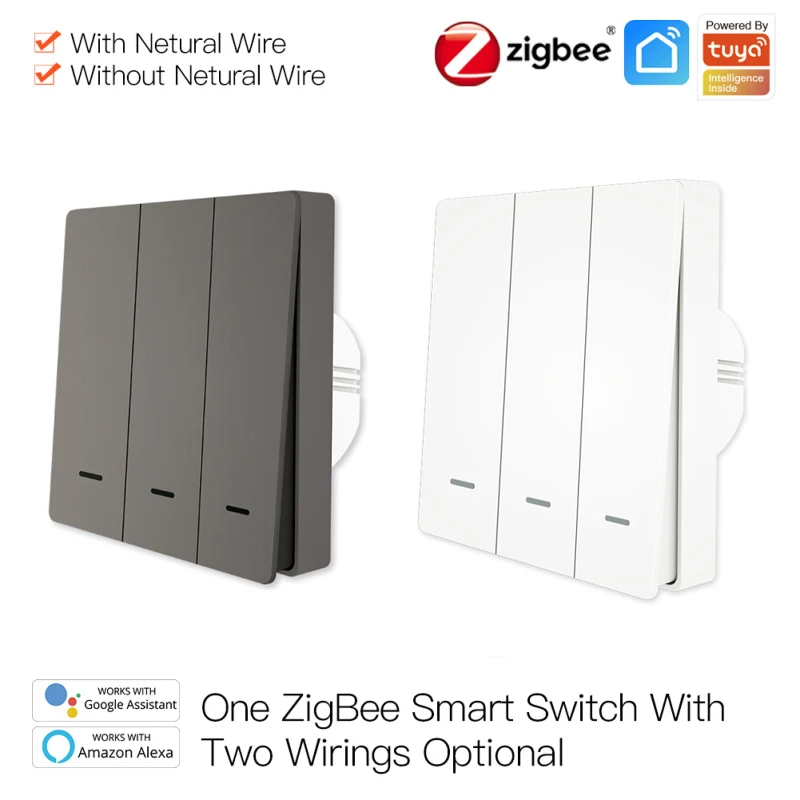 Умный выключатель света Tuya ZigBee, настенный сенсорный выключатель с панелью, 10 А, для Alexa,Google Home, 1/2/3 Way
Умный выключатель света Tuya ZigBee, настенный сенсорный выключатель с панелью, 10 А, для Alexa,Google Home, 1/2/3 Way