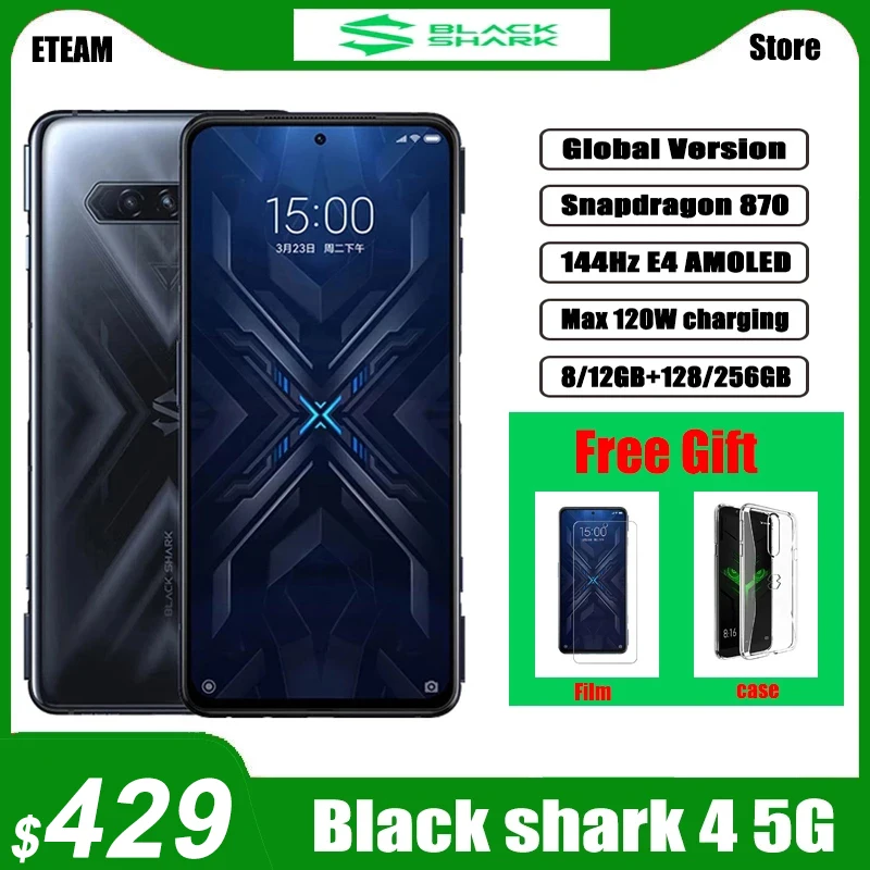 

Глобальная Версия Black Shark 4 игровой смартфон 12 Гб 128 ГБ Snapdragon 870 120 Вт Быстрая зарядка 144 Гц Частота обновления экран Samsung E4