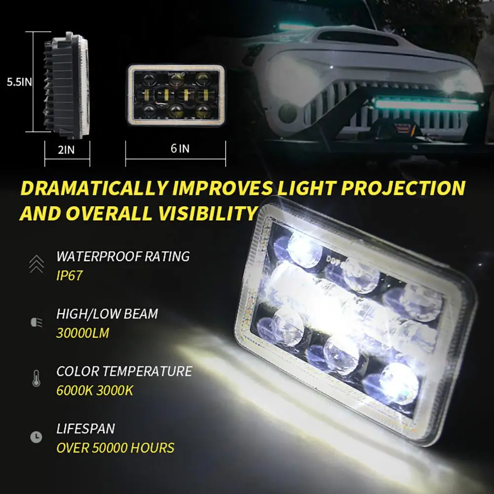 300W 5 inch LED Headlights 4x6 Led Sealed Beam Headlamp Led Headlight for Jeep Wrangler 6000K / 3000K Auto Bulb
300W 5 inch LED Headlights 4x6 Led Sealed Beam Headlamp Led Headlight for Jeep Wrangler 6000K / 3000K Auto Bulb