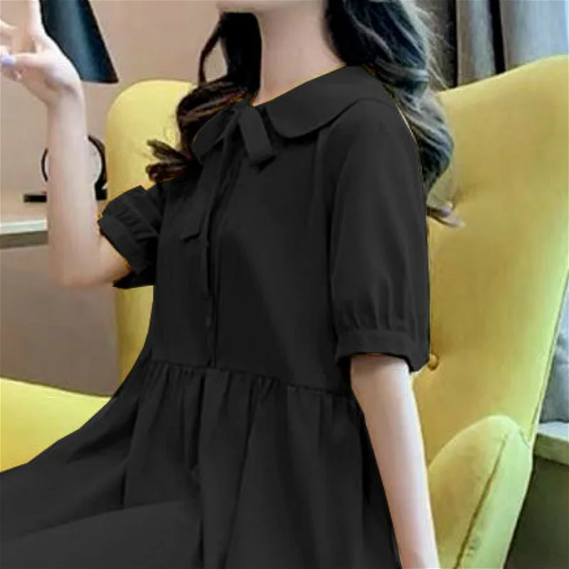 Dress Women Preppy Kawaii Peter Pan Collar Ulzzang Simple Solid Girls 3 Colors Loose Trendy Leisure Sweet Holiday Harajuku Ins 
Dress Women Preppy Kawaii Peter Pan Collar Ulzzang Simple Solid Girls 3 Colors Loose Trendy Leisure Sweet Holiday Harajuku Ins