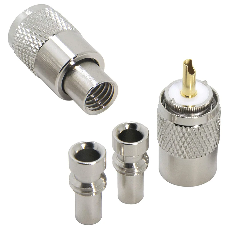 5-Piece PL-259 UHF Male Welding Connector Plug 50Ohm for RG59, RG8, RG8X, LMR-400, RG-213 Coaxial Cable
5-Piece PL-259 UHF Male Welding Connector Plug 50Ohm for RG59, RG8, RG8X, LMR-400, RG-213 Coaxial Cable