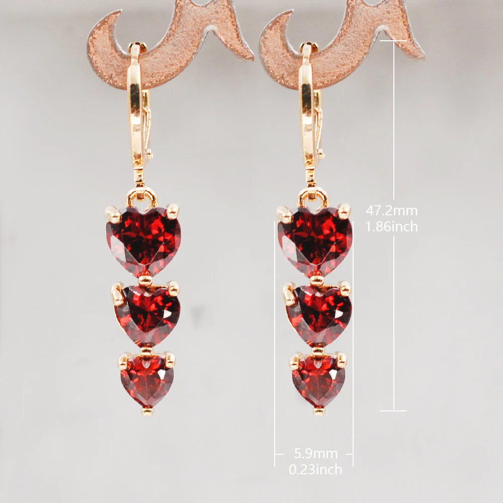 New Trendy Earrings for Women Gold Color Dangle Earrings with Red Zircon Luxury Jewelry for Party Wedding Gift
New Trendy Earrings for Women Gold Color Dangle Earrings with Red Zircon Luxury Jewelry for Party Wedding Gift