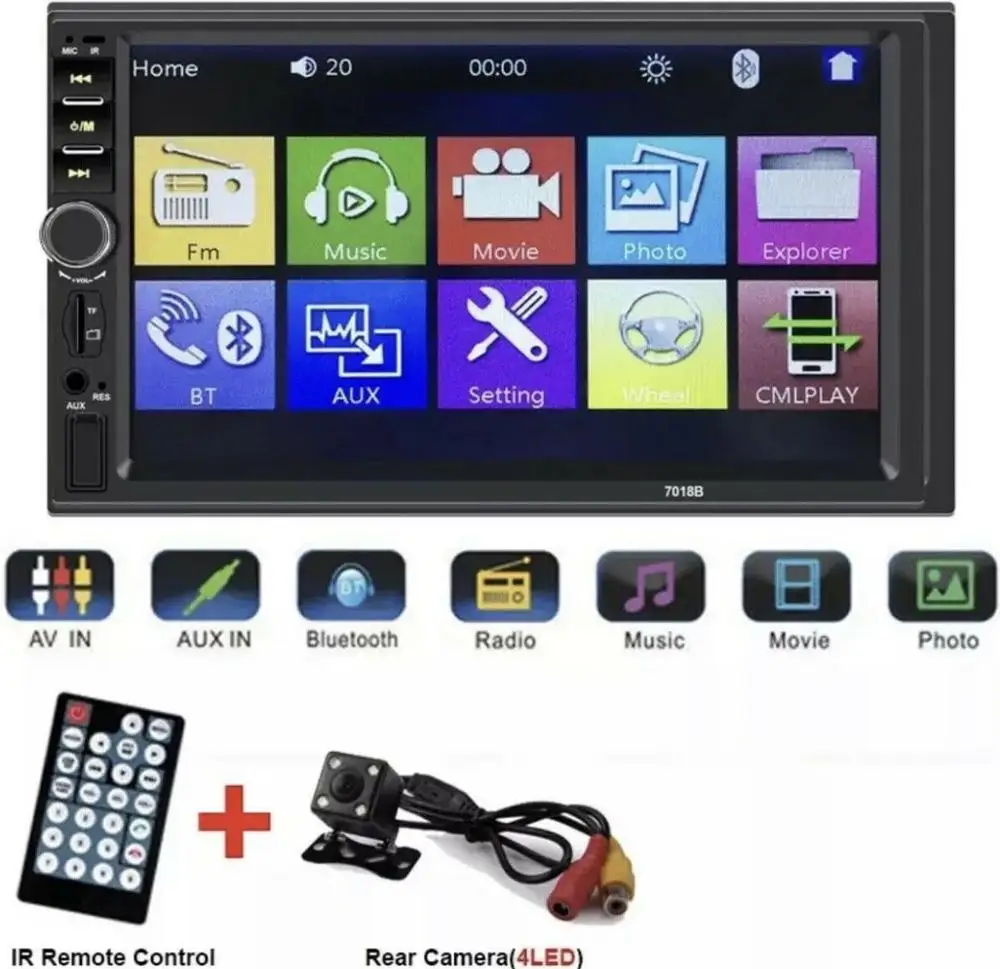 2 Din автомагнитола 7 "HD Автомобильный мультимедийный плеер 7018B Авторадио Bluetooth MP5